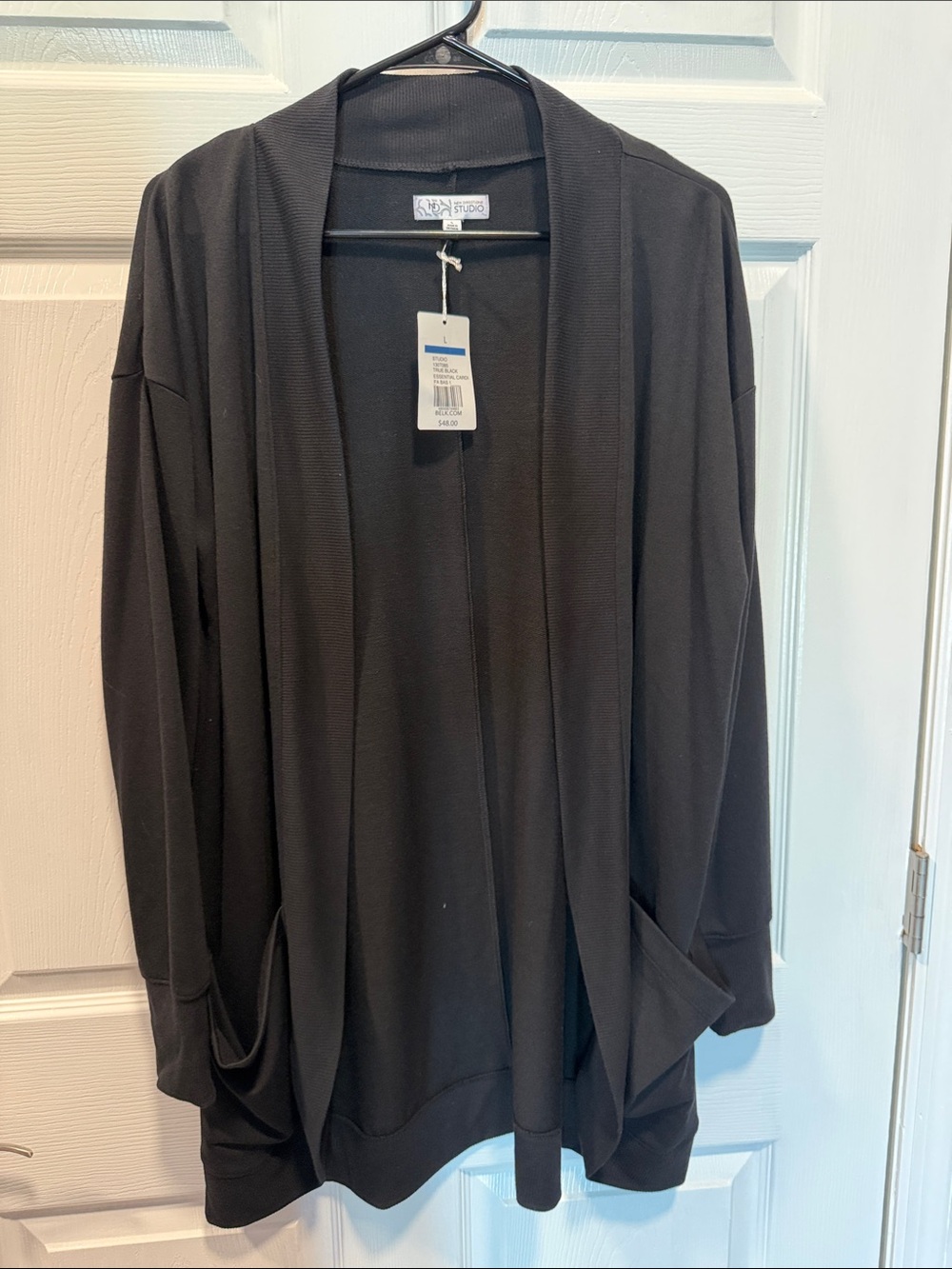 new directions Black Open-Front Drapey Cardigan with Pockets